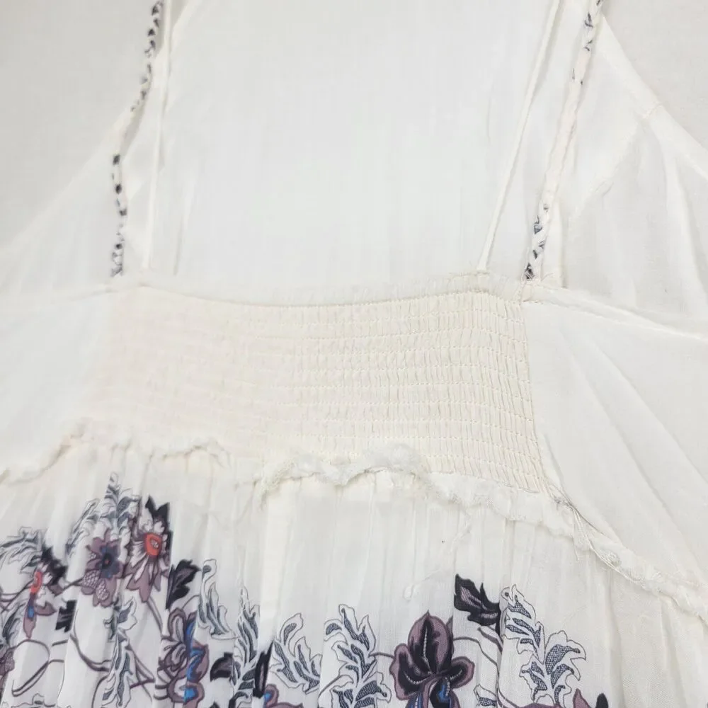 Free People Babydoll Maxi Dress SIZE S Cream Combo Floral Slip Maxi Dress Sheer - Picture 15 of 16